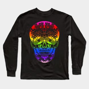 Rainbow Sugar Skull Art Supply Long Sleeve T-Shirt